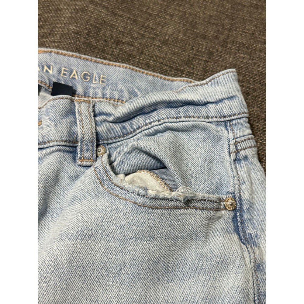American Eagle Women's 8 Short Jeans Light Wash High Rise Straight Leg Stretch - Picture 7 of 13